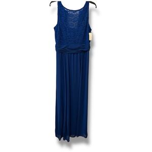 Chaps Sapphire blue chiffon pleated bodice long formal dress NWT💙